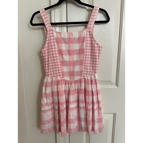 LoveShackFancy Chennedy Pink Gingham Scalloped Mini Dress - Size 00 - Picture 6 of 12